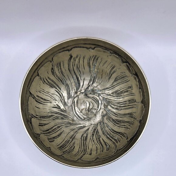 Vintage Studio A Home Silver Tone Metal Catchall Bowl – Etched Floral Pattern - Picture 1 of 4
